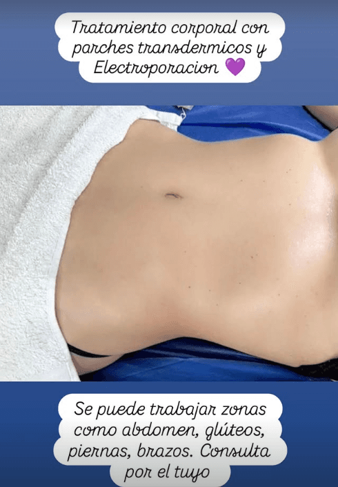 Tratamiento corporal en el abdomen con parches transdérmicos y electroporación